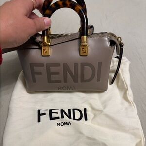 Fendi Taupe by the way Mini Bag with Gold Accents
